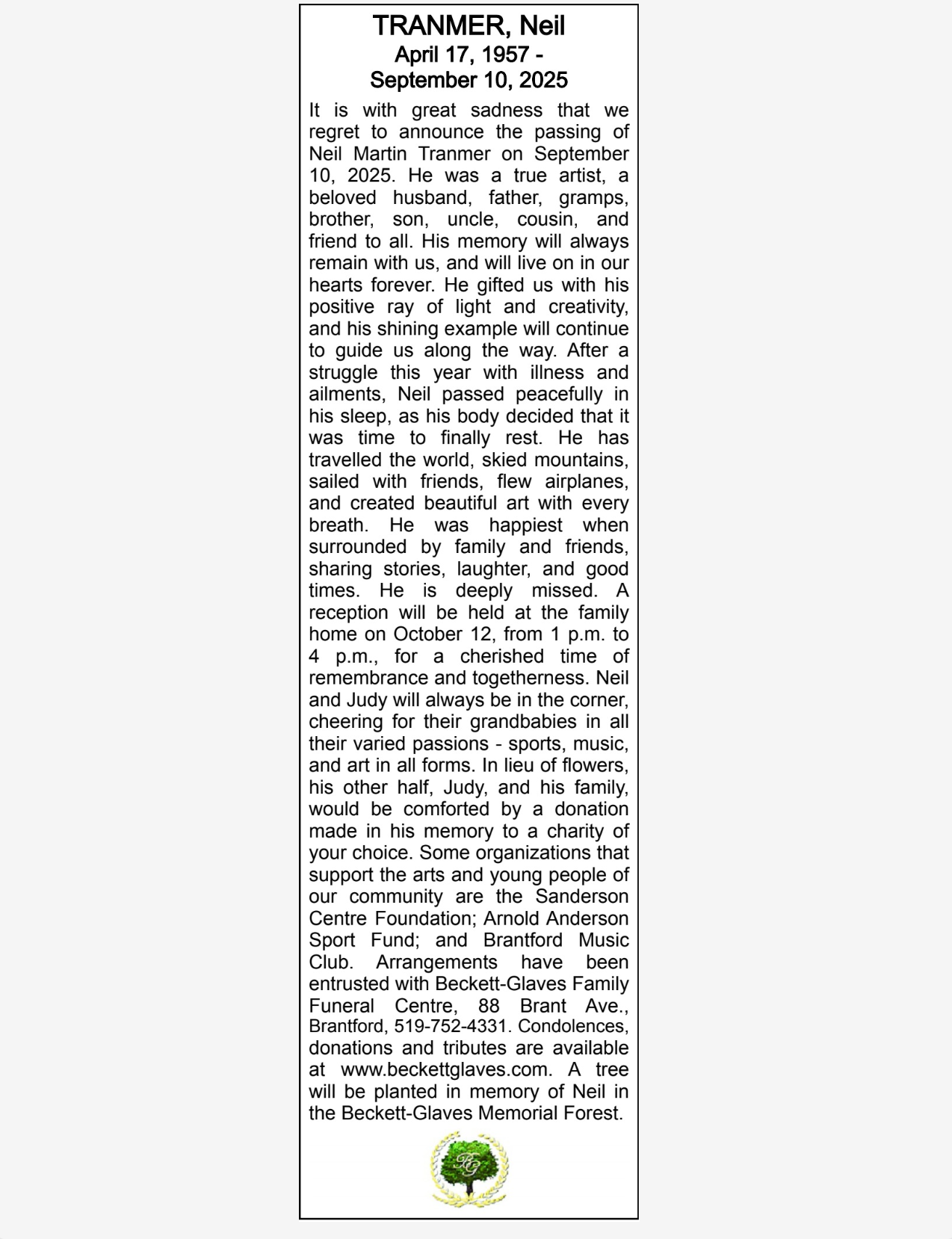 Memorial photo 5 - obit